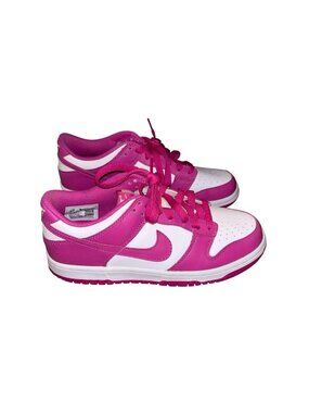Nike Dunk Low White/Active Fuchsia  Athletic Sporty Punk Sneakers Size 5.5Y